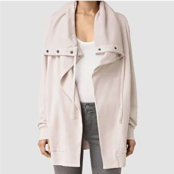 All Saints Brooke Sweat Cardigan Beige Knit Open Front Women’s Large L - Picture 4 of 8